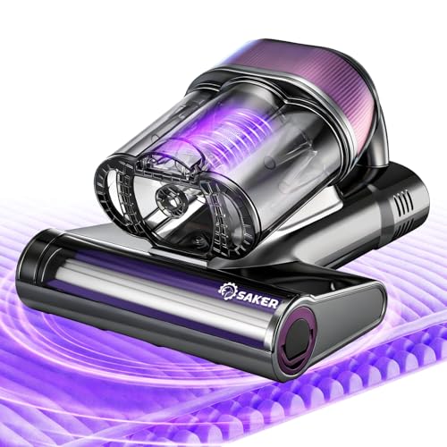 Saker Mattress Vacuum Cleaner, Handheld Bed Vacuum Cleaner with 16KPa Suction UVC Light, 140°F Heated Air, HEPA Filter, Aroma Function, 16.4FT Cord for Cleaning Bed, Sofa, and Couch