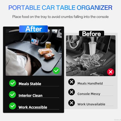 Foldable Table Tray for Tesla Model Y Juniper 2025 2026 Model 3 Highland 2024 2025 2026 Carbon Fiber Food Eating Table Tray Passenger Seat Laptop Desk for 2020-2026 ModelY & 2017-2026 Model3