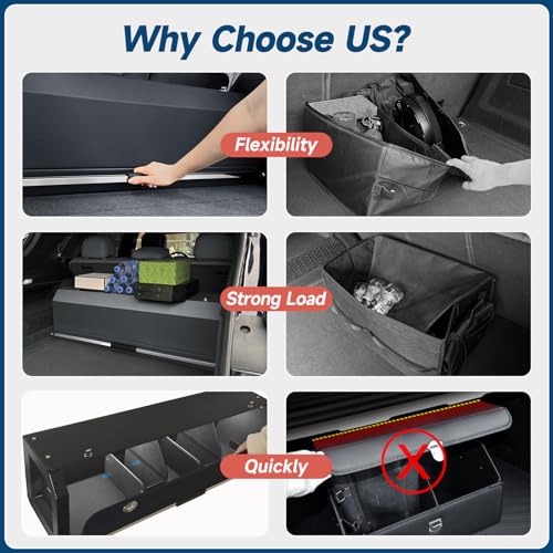 Trunk Organizer SUV with LED Light, Waterproof Leather Car Trunk Storage Organizer with Lights, Large Capacity Sturdy Car Storage Box Powered by 4 AA Batteries (Batteries Not Included) - size: LED-Lit Upgrade