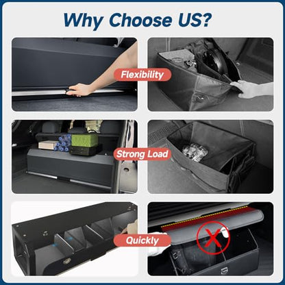 Trunk Organizer SUV with LED Light, Waterproof Leather Car Trunk Storage Organizer with Lights, Large Capacity Sturdy Car Storage Box Powered by 4 AA Batteries (Batteries Not Included) - size: LED-Lit Upgrade