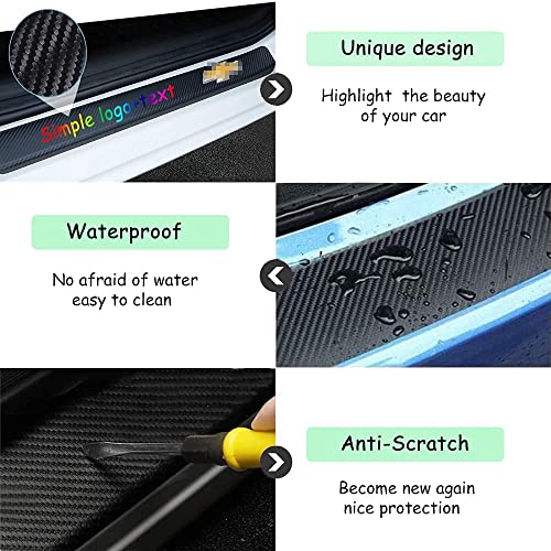 Custom Car Door Sill Protector Personalized Text/Logo Decal Decorative Carbon Fiber Anti-Scratch Sticker Entry Guard Décor