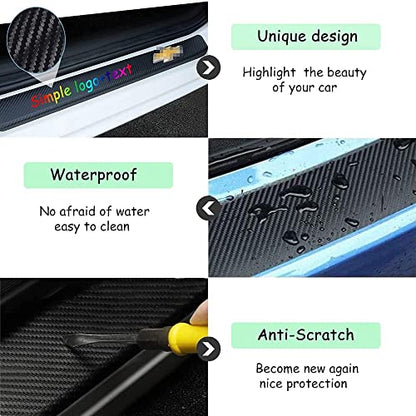 Custom Car Door Sill Protector Personalized Text/Logo Decal Decorative Carbon Fiber Anti-Scratch Sticker Entry Guard Décor