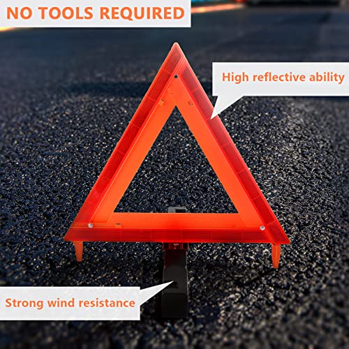 WORKKOOL Safety Triangles DOT Approved, Standard Warning Triangles Enmergency Reflector, Emergency Triangles for Vehicles with Carry Case(3 Pack,Without Sand) - size: WT-NO SAND