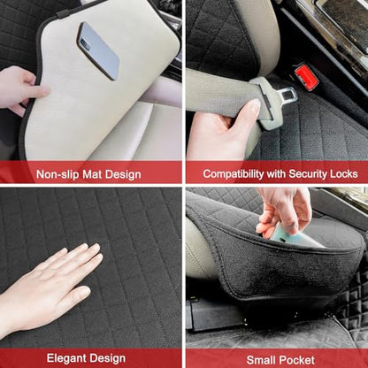 BOPUOVRE Linen Car Seat Covers Front Seat Covers Breathable Cloth Fabric Car Seat Protector - Universal Fit for Cars, Vans, SUVs, Trucks - 2 Units - Black - color: Black