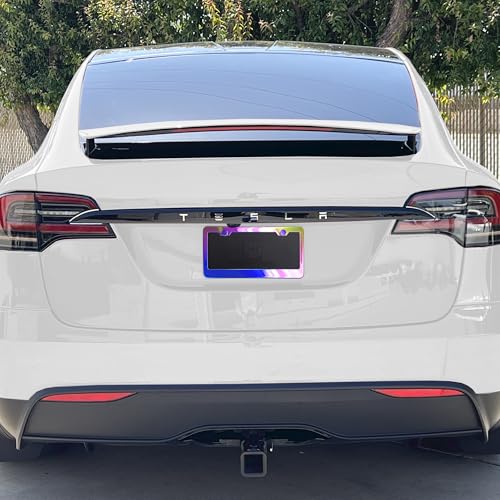T304 Stainless Steel License Plate Frame – 8K Mirror Polish Finish, Rust-Resistant, Slim Design, Universal Fit, Includes Screw Caps, Washers & Stainless Steel Screws (Iridescent) - color: Iridescent