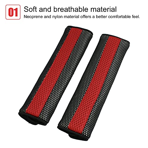 uxcell 2pcs Universal Car Detachable Fastener Red Black Seat Belt Strap Shoulder Pad