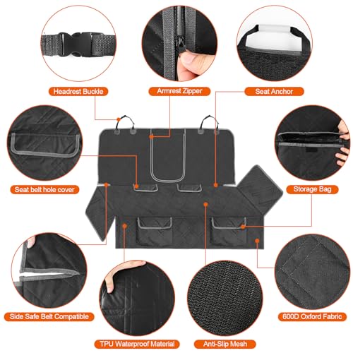 Dog Car Seat Cover Compatible with 2021-2025 Ford Bronco Sport, Waterproof Pet Bench Seat Cover for Back Seat, 600D Heavy Duty Scratch Proof Nonslip Truck Seat Covers for Dogs - size: 2021-2025 Bronco Sport