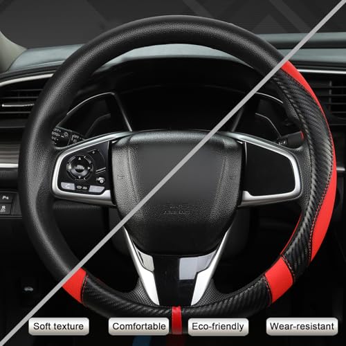 West Llama Microfiber Leather Car Steering Wheel Cover for Kia,14.5-15 inch (Black+Red-Standrad Size) - color: D-Black+Red