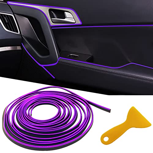 Car Interior Trim Strips,Universal 9.8 ft Car Electroplating Decoration Styling Door Dashboard, Flexible Interior Trim Accessories with Installing Tool(Purple) - color: Purple, size: 9.8FT