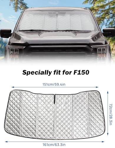 JOYTUTUS Windshield Sunshade, Fit for Ford 2015-2024 F150, Foldable Car Front Window Sun Shade, Car Sunshade Shield to Block Harmful UV Rays and Sun to Keep Your Vehicle Cool & Comfort