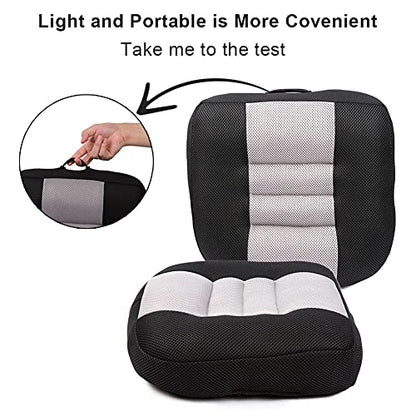 Srutirbo Car Booster Seat Cushion Raise The Height for Short People Driving Hip (Tailbone) and Lower Cack Fatigue Relief Suitable for Trucks, Cars, SUVs, Office Chairs, Wheelchairs (Black and Gray) - color: Black and Gray