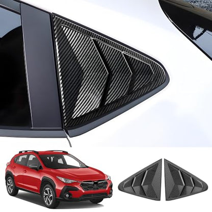 Chrome Carbon Fiber Style Car Rear Side Louvers Window Trim Panel for Subaru Crosstrek 2024 2025 2026 Impreza Auto Exterior Accessories Back Blinds Decorations Protection Cover