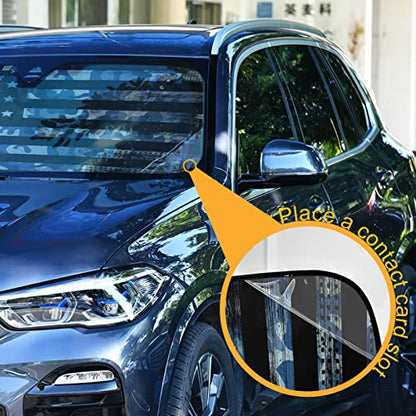 Usa American Flag Navy Camouflage Car Windshield Sun Shade Blocks UV Rays Sun Visor Protector Foldable Sun Reflector to Keep Your Vehicle Cool - color: Flag