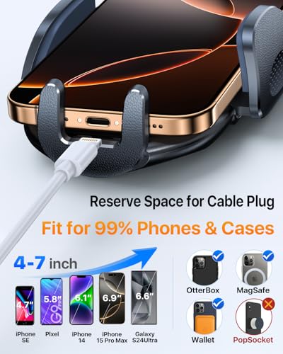 YRU Phone Holders for Your Car [2026 Upgraded Military Metal Hook], Cellphone Holder Car[No Fear of Bumps] Vent Phone Mount Truck Compatible with iPhone17 16 15 14 13 12 Samsung Android, Sapphire - color: Sapphire