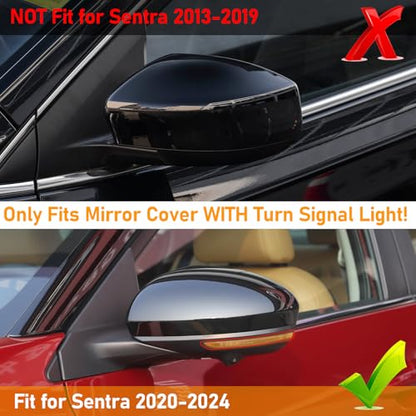 Moonlinks Compatible with Nissan Sentra 2020 2021 2022 2023 2024 Side Mirror Cover Replacement,Glossy Black Left Driver&Right Passenger Clip-on Mirror Cap for Sentra S/SR/SV/Sense/Advance/Exclusive - color: Black-Pair