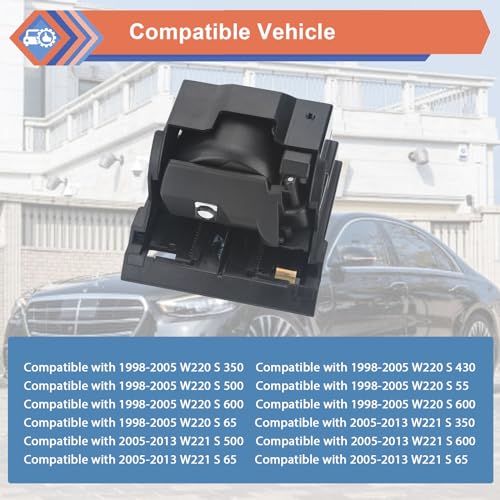 Center Console Cup Holder, Cup Holder Expander Compatible with Mercedes-Benz Vehicle W220 S350 S430 S500 S600 S65 AMG 2003-2006, Replace #2206800014 A2206800014 220-680-00-14