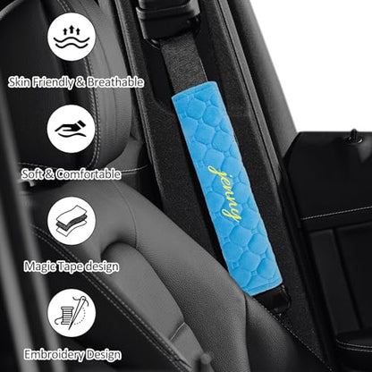 Personalized Seat Belt Cover Pads 3PCS Soft Customized Text Auto Seat Belt Strap Shoulder, More Comfortable Driving, Suitable for Car Seat Belt, Backpack, Shoulder Bag - color: 3PCS