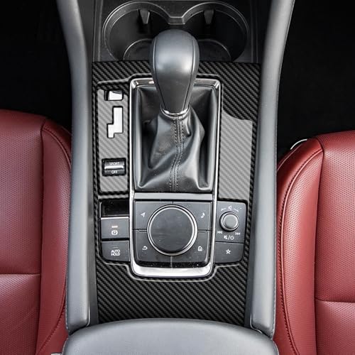 AIRSPEED Carbon Fiber for Mazda 3 Axela 2019-2025 Center Console Gear Shift Panel Cover Interior Trim Accessory, Automatic Transmission, Black - color: Automatic Transmission Gear Shift Panel