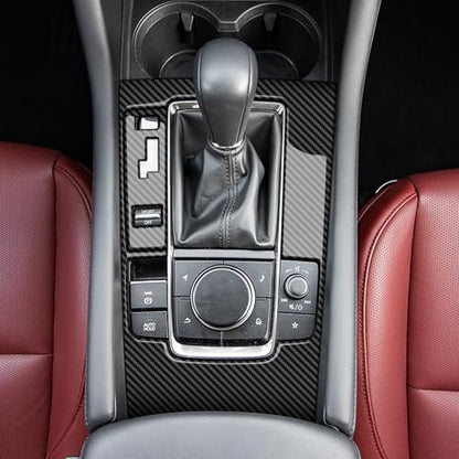 AIRSPEED Carbon Fiber for Mazda 3 Axela 2019-2025 Center Console Gear Shift Panel Cover Interior Trim Accessory, Automatic Transmission, Black - color: Automatic Transmission Gear Shift Panel