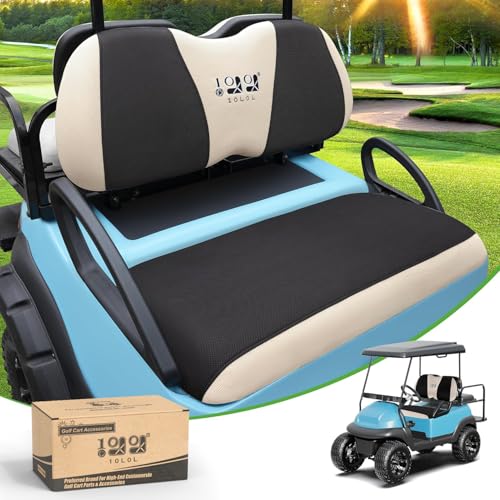 10L0L Golf Cart Seat Covers for Yamaha G29 Drive2 Club Car Precedent Tempo, Breathable Mesh Bench Seat Cover, No Drilling Front Seat Cushion, All-Season Comfort Gray Black - color: Black and Beige