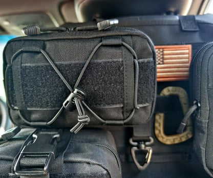 Molle Seat Back Organizer, Tactical Car Seat Cover Organizer Panel with Pouches, Molle Universal Vehicle Panel (Black) - style: Black