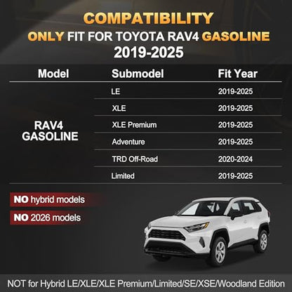 RAV4 Floor Mats AOMSAZTO Floor Liners Fit for Toyota RAV4 2019-2025 (Not Fit Hybrid): All Weather Automotive Floor Mats - 1st & 2nd Row Full Set Rubber Floor Liners - Anti Skid Car Mats - style: 2019-2025 | For Toyota Rav4 Floor Mats