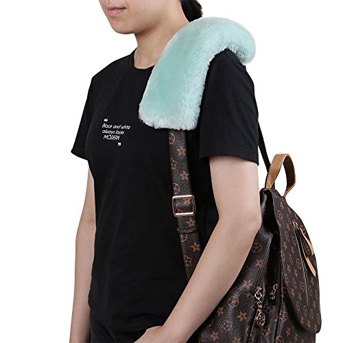U&M 2 Pack Genuine Sheepskin Auto Seat Belt Cover for Adult Youth Kid Toddlers -Soft Warm Car, Truck, SUV, Camera Backpack Strap Shoulder Pad Wool Fluffy - color: mint green
