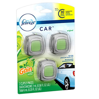 Febreze Car Vent Clip Air Freshener, Gain Original, 0.037 Pound - size: 3 Count (Pack of 1)