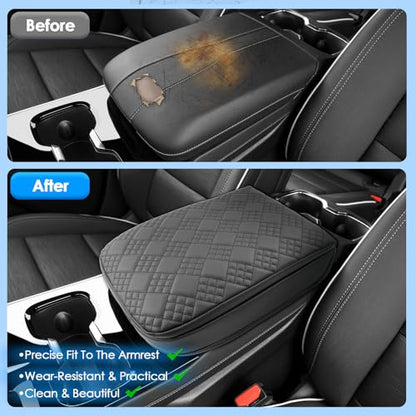 2025 2026 Enclave Center Console Cover for Buick Enclave (Preferred/Sport Touring/Avenir), Cushion &Comfy Leather Armrest Cover 2026 2025 Enclave Accessories (Padded)