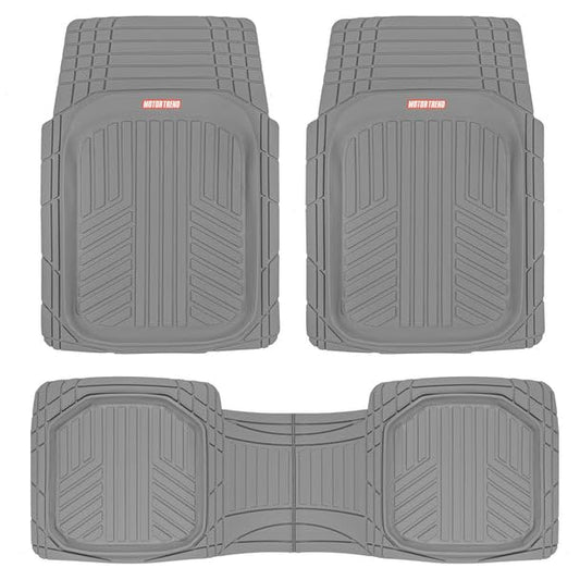 Motor Trend FlexToughXL Floor Mats for Cars Full Set, All-Weather Rubber Automotive Floor Mats, Waterproof Heavy Duty Car Mats, Flexible Floor Liners for Car Truck Van SUV, Car Floor Mats (Gray) - color: Gray, style: FlexToughXL