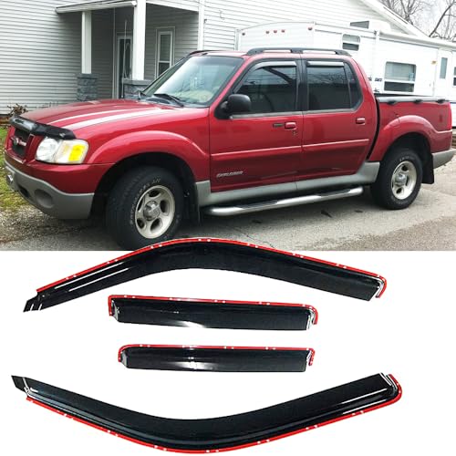 Side Window Deflector Rain Guard fit 1991-2001 Ford Explorer&2001-2005 Explorer Sport Trac (4-Door);1997-2001 Mercury Mountaineer,4pcs in-Channel Shatterproof Dark Smoke Window Visor 194074 - size: 4pcs 2001-2005 Explorer Sport Trac (In-Channel)
