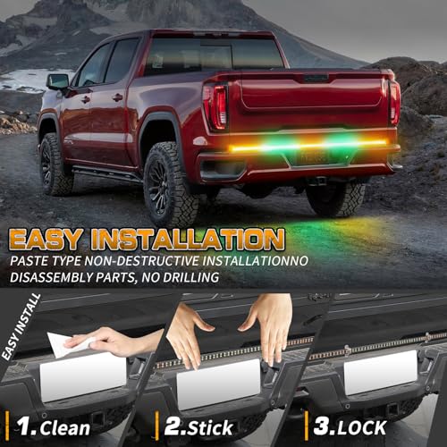 XRIDONSEN 60 inch Amber Green Emergency Lights Strip Rear Window Tailgate Strobe Lights Strip 360 LED Flashing Warning Hazard Safety for Tow Plow Trucks Construction Vehicles Pickup Wreckers - color: Amber/Green