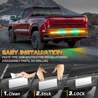 XRIDONSEN 60 inch Amber Green Emergency Lights Strip Rear Window Tailgate Strobe Lights Strip 360 LED Flashing Warning Hazard Safety for Tow Plow Trucks Construction Vehicles Pickup Wreckers - color: Amber/Green