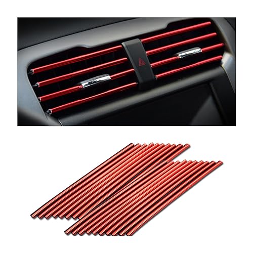 Osilly 20 Pcs Car Air Conditioner Outlet Decoration Strip, Decorative Trim for Auto Air Vent Outlet, Waterproof Automotive Interior Decors for Men Women, Universal for Most Vehicles (Red) - color: Red