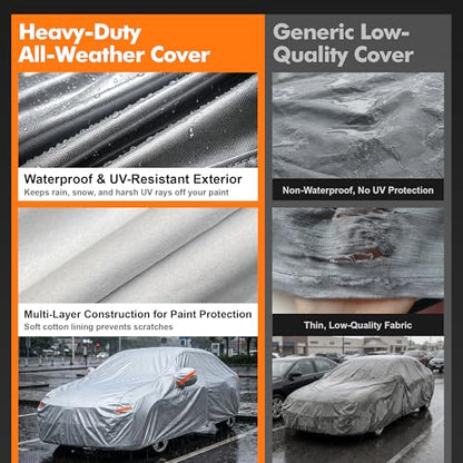 Car Cover Waterproof All-Weather,Heavy-Duty Outdoor Full Exterior Automobiles Sedan/Coupe (Length 179-185 inch) with Windshield Sun Shade Universal Fit Toyota Corolla,Honda Civic,Jetta etc - size: Fit Sedan Length 179-185 inch(3L)