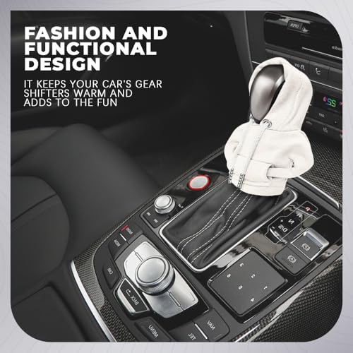 Gear Shift Hoodie, Gear Shift Cover, Fashionable Hoodie Automotive Gear Shift Knob Protector, Car Accessories Mini Sweater Gear Shift Knob Cover for Car Gear Shift Levers (White) - color: White