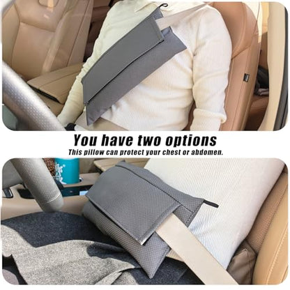 Breathable Seatbelt Pillow, Perforated Faux Leather Seat Belt Pillow for Mastectomy Post-Surgery, Seat Belt Cushion for Heart Surgery Recovery, Dark Gray - color: Leather Dark Gray