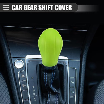 Motoforti Universal Car Gear Shift Cover Comfortable Handbrake Shifter Cover, Anti-Slip, Silicone, Green, 2 Pcs - color: Green