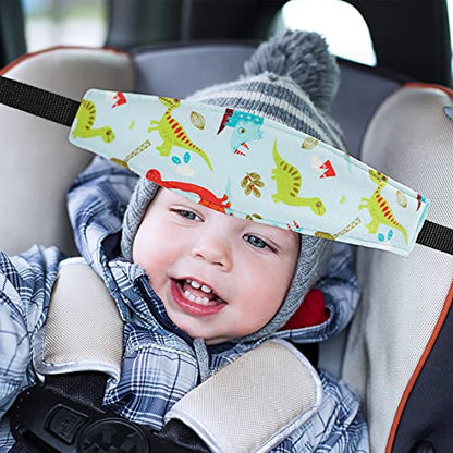 HESTYA 2 Pcs Carseat Head Support Toddler, Stroller Seat Headrest for Sleeping Traveling, Neck Relief Headband Strap for Kids Children Toddler Infant(Dinosaur and Dolphin) - color: Dinosaur and Dolphin