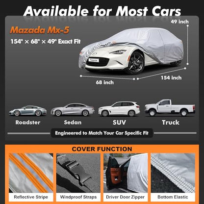 Car Cover Waterproof All-Weather,Heavy-Duty Outdoor Full Exterior Automobiles Sedan/Coupe (Length up to 165 inch) with Windshield Sun Shade Universal Fit MX-5(Miata),Honda S2000,BMW Z3,etc - size: Fit Coupe Length up to 165 inch(3S-0)