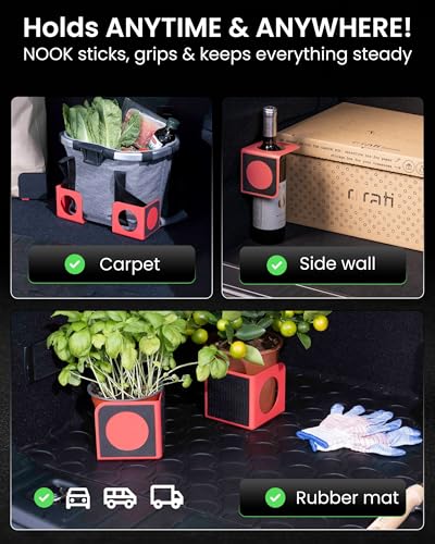 rati Nook Trunk Organizer Blocks for Cars and SUVs, Adjustable Cargo Dividers with Dual Grip Pads, Works on Carpeted and Plastic Trunks, Set of 2 Modular Stabilizers (Red) - color: Red