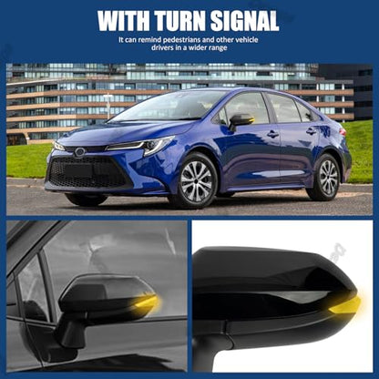 Driver Side Mirror Assembly Compatible with Toyota Corolla 2020-2025 Heated with Turn Signal, Power Adjustable Glass Replace 8794012G00, TO1320394, 8794002926 Black (6Pin Left) - style: 6pin Left