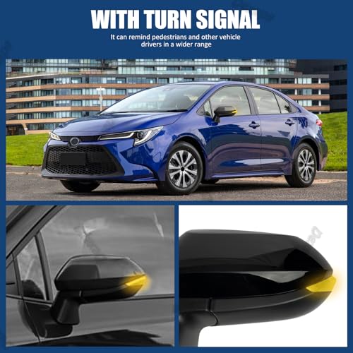 Driver Side Mirror Assembly Compatible with Toyota Corolla 2020-2025 Heated with Turn Signal, Blind Spot Monitor, Power Adjustable Replace 8794012G10, TO1320395 Black (7Pin Left) - style: 7pin Left