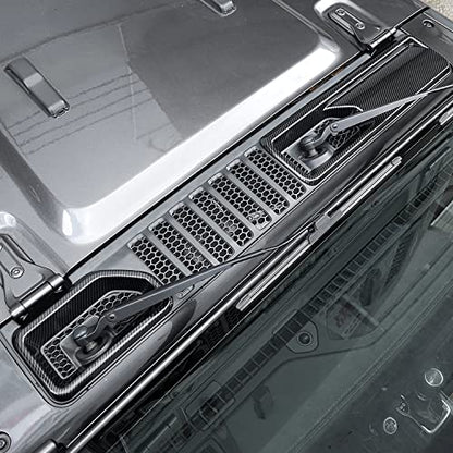JWWY JL Wrangler Front Wiper Base Panel Protect Cover Trim Compatible with 2018-2026+ Jeep Wrangler JL JLU Gladiator JT 4xe Trunk Accessories Carbon Fiber - color: Carbon Fiber