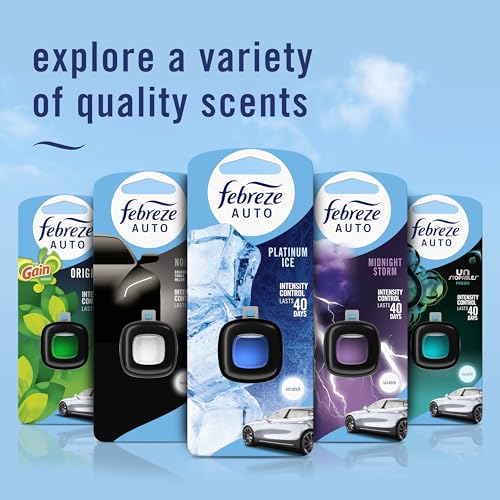Febreze AUTO Air Freshener, Odor-Fighting Automotive Vent Clip, Midnight Storm Scent, 8 Count