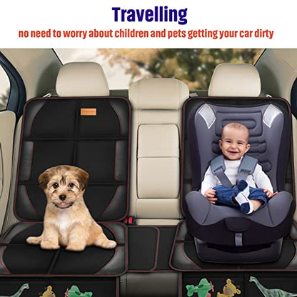 Bacgnyer Car Seat Protector, 2 Pack of Seat Protectors, Thickest Padded 600D Fabric Padding, Waterproof, Durable, Anti Slip Backing, Child Seat Protection, Suitable for Babies, Toddlers, Children - color: Black 2