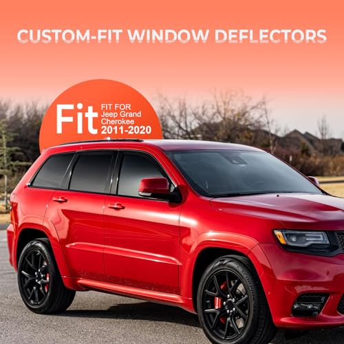 in-Channel Rain Guards Black Window Visors Compatible with Jeep Grand Cherokee 2011 2012 2013 2014 2015 2016 2017 2018 2019 2020 Side Shatterproof Sun Visor Window Deflectors 4-Pieces - size: Fit for Jeep Grand Cherokee 2011-2020 In Channel