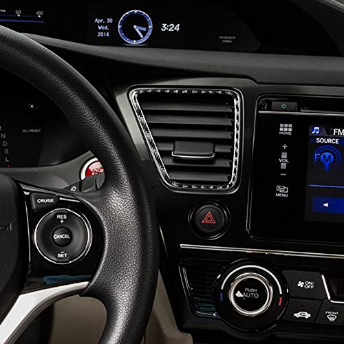 Real Carbon Fiber Central Air Vent Outlet Frame Cover Interior Trim Sticker Accessories Cover Compatible with Honda Civic 9 Coupe/Sedan 2013 2014 2015 Black - color: Central Air Vent Outlet Frame