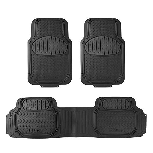 FH Group Automotive Floor Mats Climaproof for All Weather Protection Universal Fit Heavy Duty Rubber fits Most Cars, SUVs, and Trucks (Full Set Trim to Fit) Black - color: Black