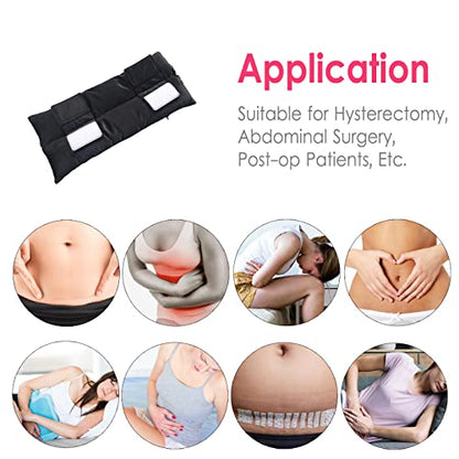 Hysterectomy Pillow Abdominal Post Surgery Pillows with Pocket Comfort for Ice Heat Packs Tummy Tuck Belly Incision Recovery Seatbelt Gifts Women Patients (Black) - color: Black